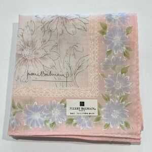 Handkerchief Vintage Ladies Art Pink Floral Plain Pocket Square Cotton 19"